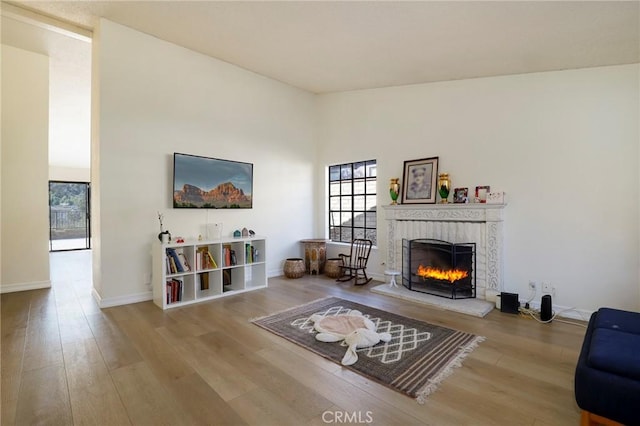 living room with wood-type flooring