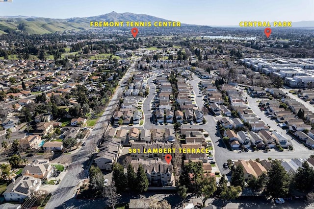 aerial view featuring a mountain view