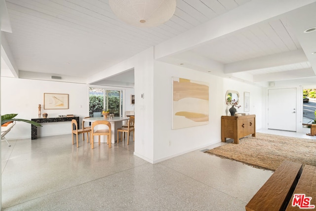 interior space with wooden ceiling