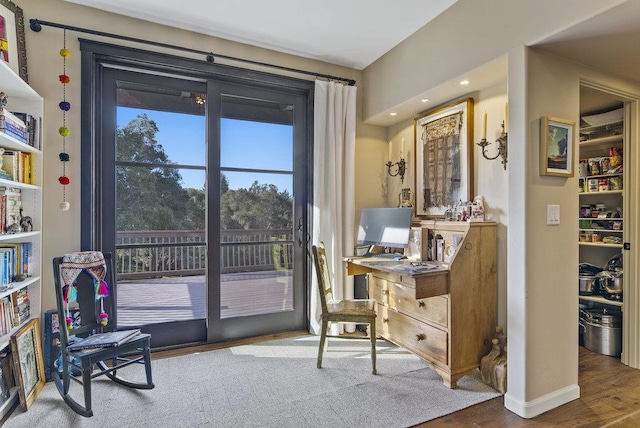 doorway featuring hardwood / wood-style flooring