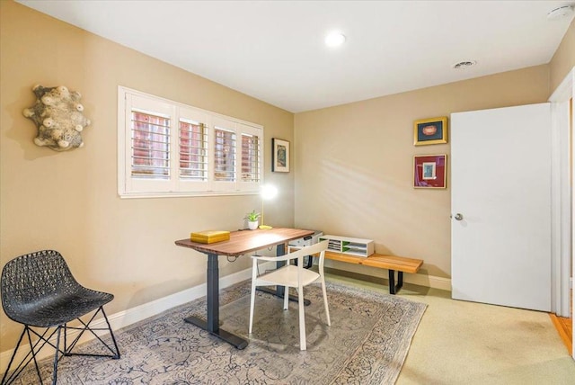 office featuring light colored carpet