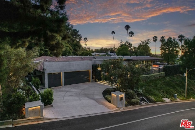 contemporary home with a garage