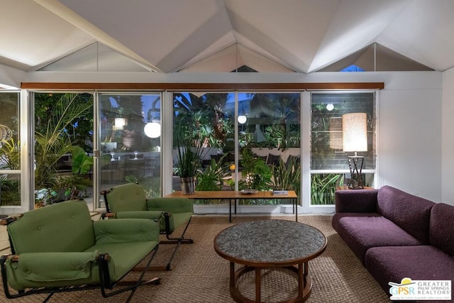 sunroom / solarium with vaulted ceiling and a wealth of natural light