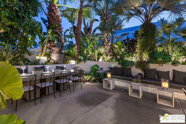 view of patio featuring an outdoor living space