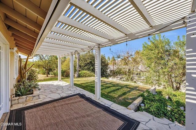 view of patio / terrace featuring a pergola