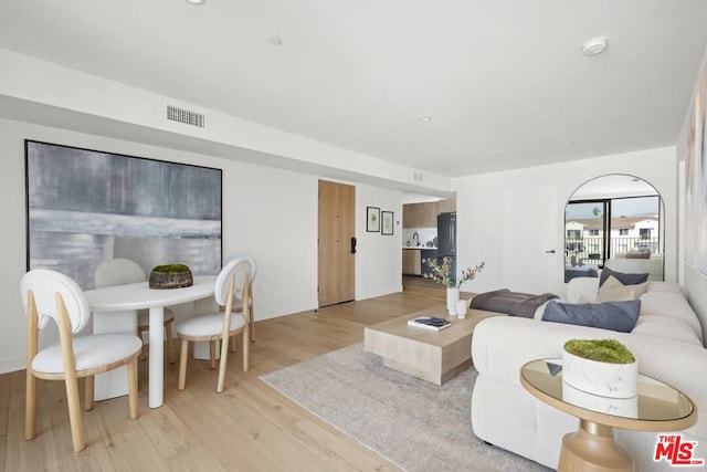 living room featuring light wood-type flooring