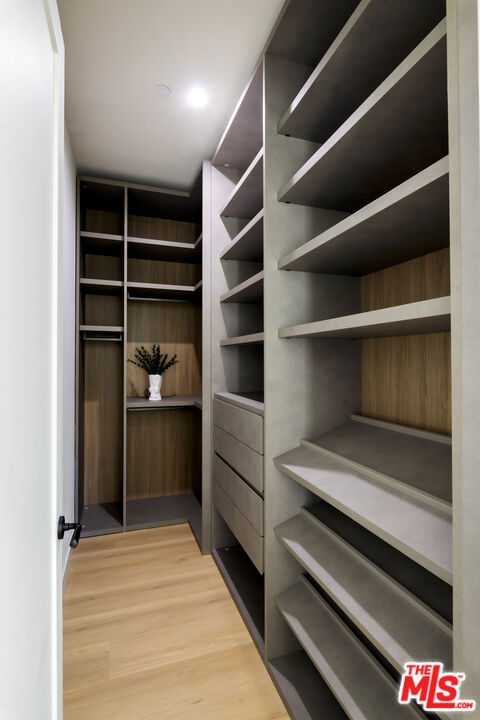 walk in closet featuring light hardwood / wood-style floors