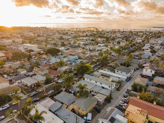 view of aerial view at dusk