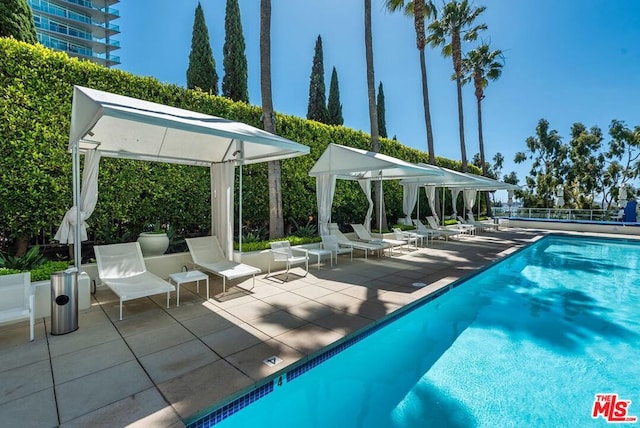 view of swimming pool featuring a patio