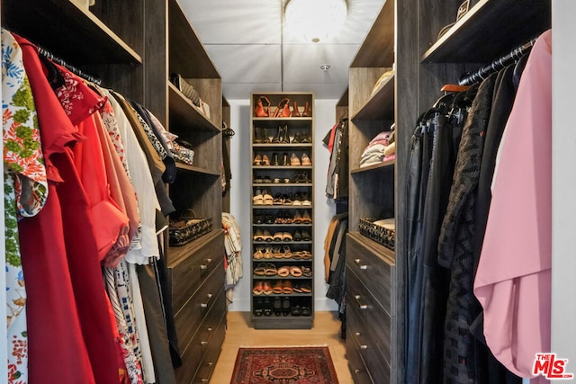 spacious closet featuring light wood-type flooring