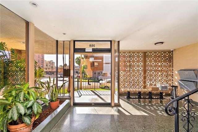 interior space with floor to ceiling windows