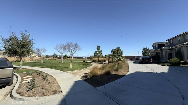 view of community featuring a yard