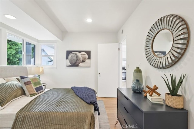 bedroom featuring light wood-type flooring