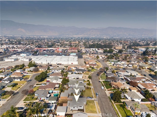 drone / aerial view with a mountain view