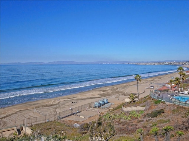 view of water feature with a view of the beach