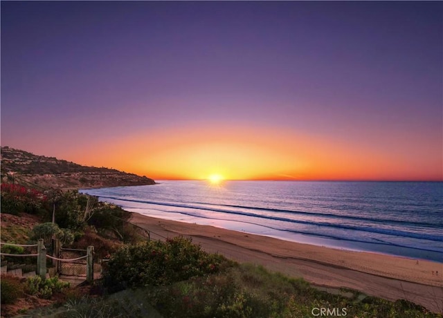 property view of water with a beach view