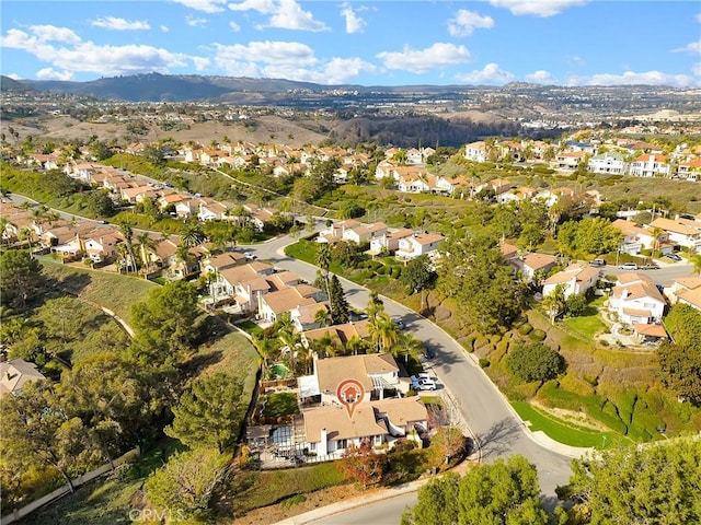 aerial view featuring a mountain view