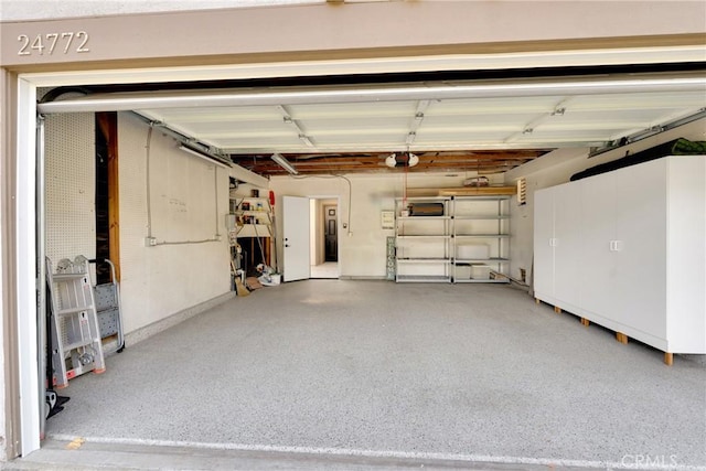 garage with a garage door opener