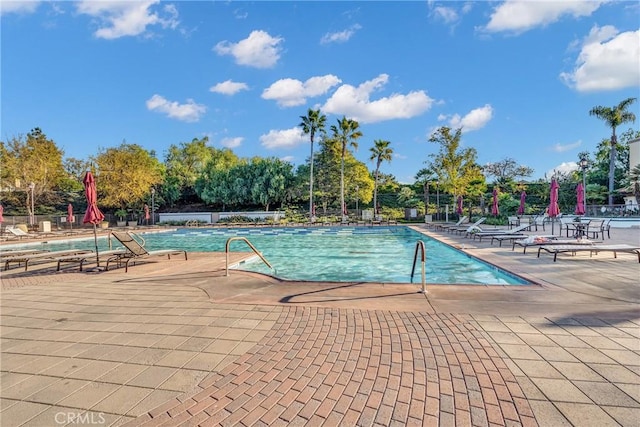 view of pool featuring a patio