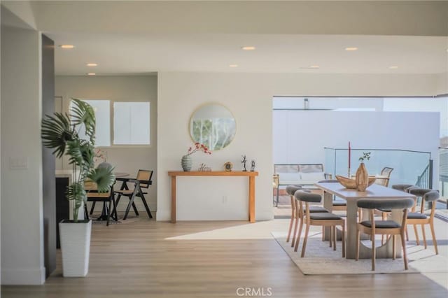 dining space featuring light hardwood / wood-style floors