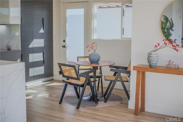 dining area with light hardwood / wood-style flooring