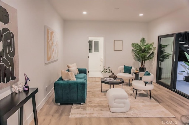 living room featuring light hardwood / wood-style floors