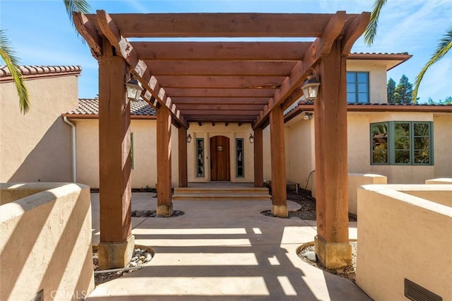 view of patio / terrace featuring a pergola