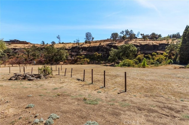 view of yard with a rural view