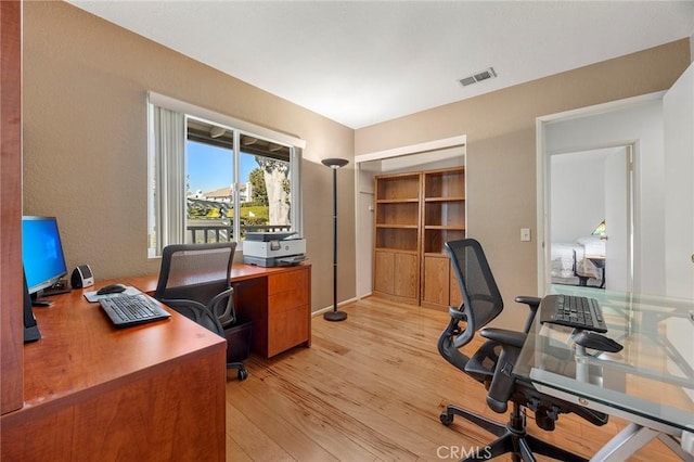 office featuring light wood-type flooring