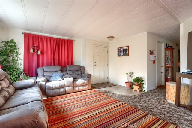 living room with carpet