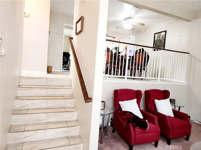 11608 Valley View Ave Unit 6, Whittier, CA 90604 - staircase with a ceiling fan and marble finish floor
