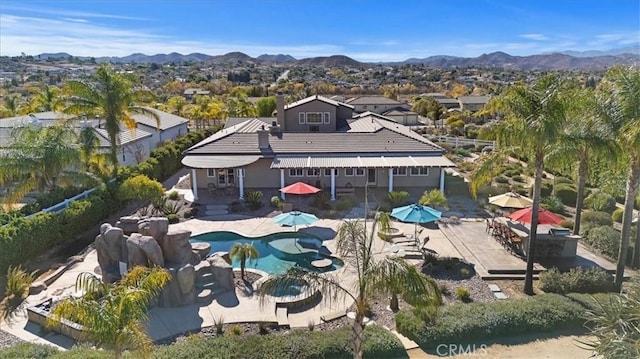 exterior space featuring a mountain view