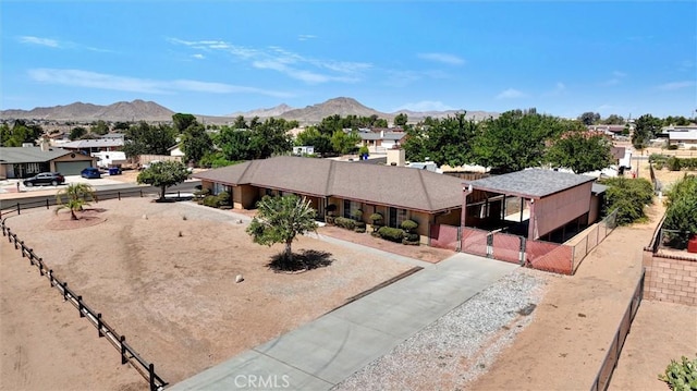 view of front of house with a mountain view