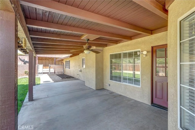 view of patio / terrace featuring ceiling fan