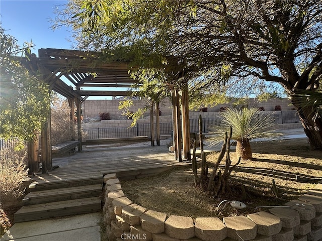 view of yard with a deck