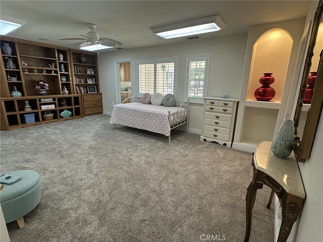 16232 Ridge View Dr, Apple Valley, CA 92307 - carpeted bedroom featuring a ceiling fan and baseboards