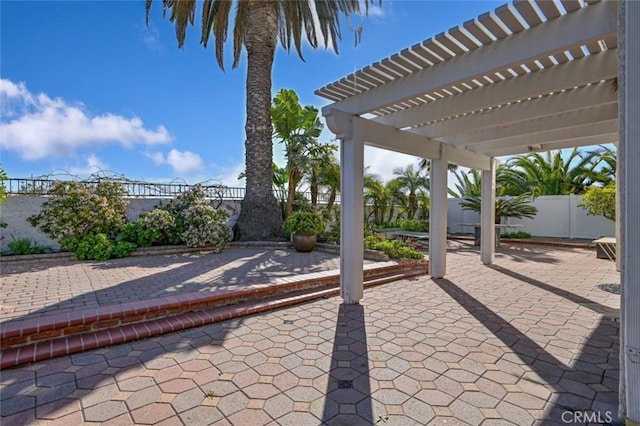 view of patio / terrace featuring a pergola