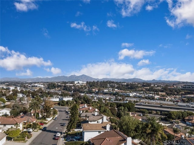 drone / aerial view with a mountain view