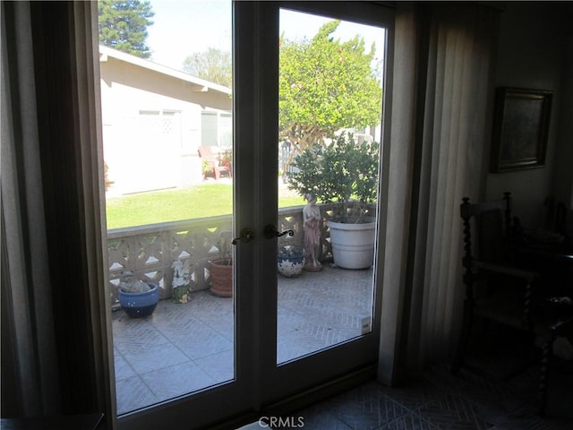 doorway to outside with french doors