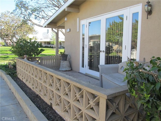 exterior space featuring french doors