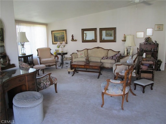 living room featuring carpet flooring