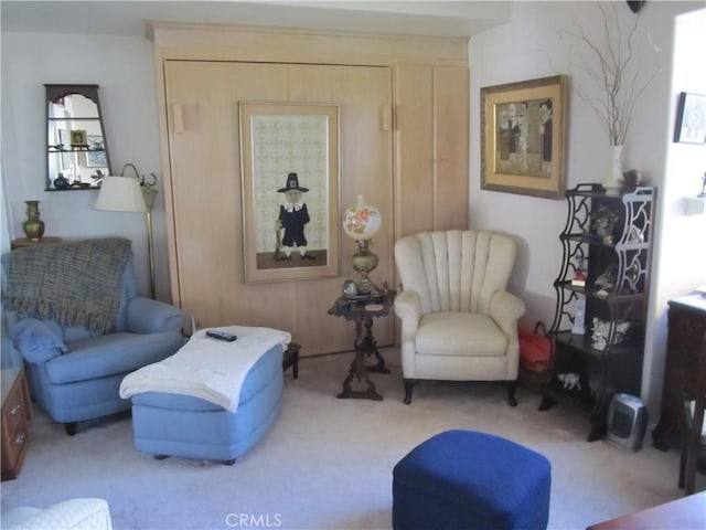 living area with carpet floors