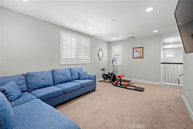 living room with carpet floors