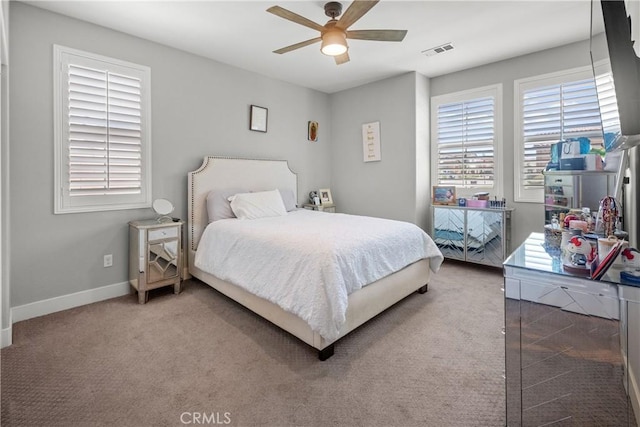 bedroom with carpet and ceiling fan