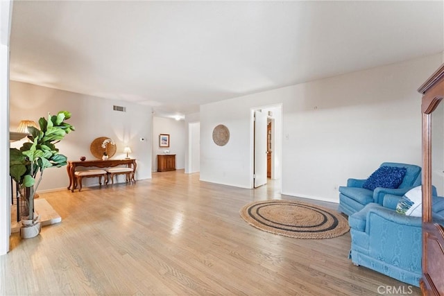 living area featuring light hardwood / wood-style flooring