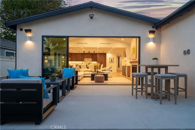 exterior space featuring an outdoor living space