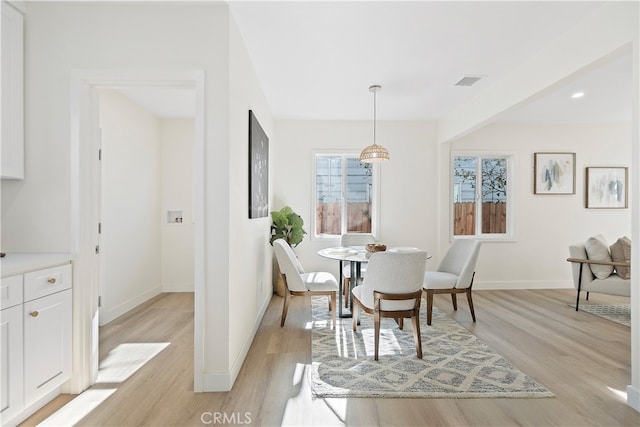 dining room with light hardwood / wood-style floors