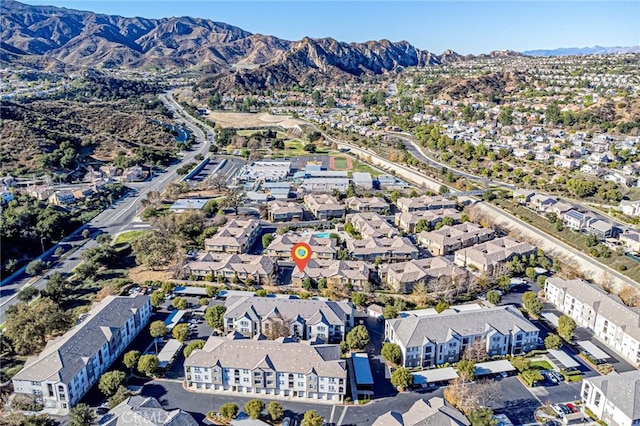 bird's eye view with a mountain view