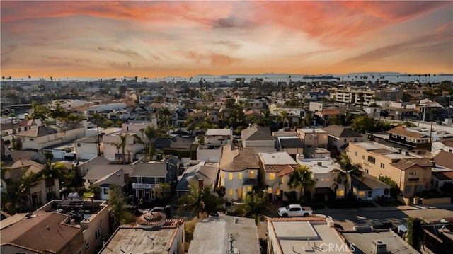 view of aerial view at dusk