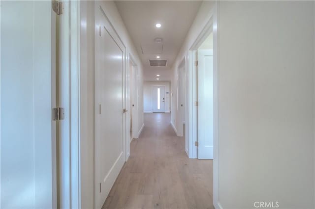 15570 Ethel St, Chino Hills, CA 91709 - hallway with baseboards, light wood finished floors, visible vents, and recessed lighting